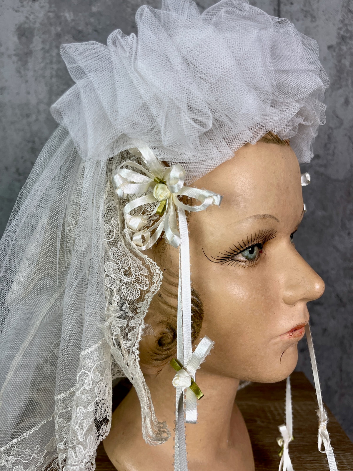 Antique 1900s 1910s Wedding Trousseau – Satin Lace Bridal Dress, Undergarments, Veil, Shoes & Accessories, Historical Heirloom