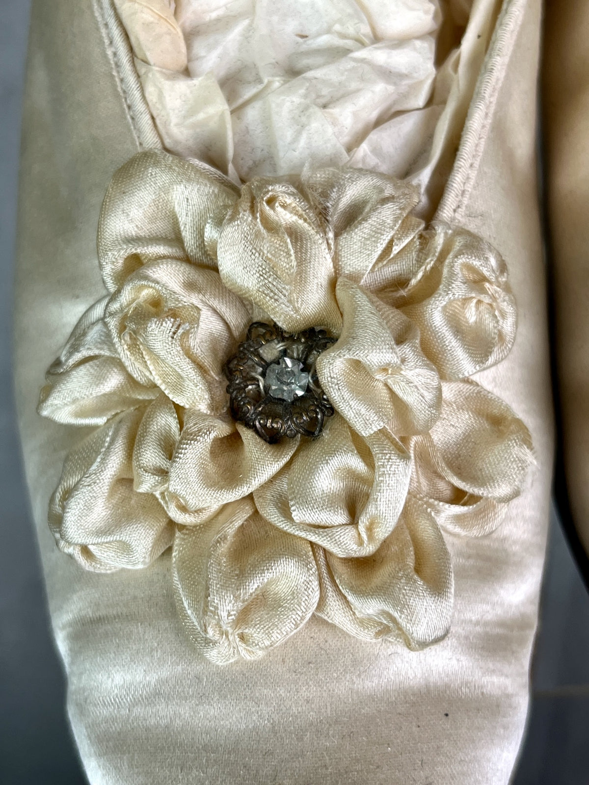 Antique 1900s 1910s Wedding Trousseau – Satin Lace Bridal Dress, Undergarments, Veil, Shoes & Accessories, Historical Heirloom