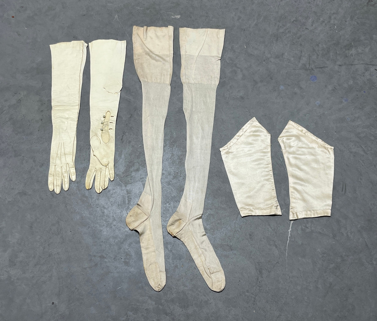 Antique 1900s 1910s Wedding Trousseau – Satin Lace Bridal Dress, Undergarments, Veil, Shoes & Accessories, Historical Heirloom