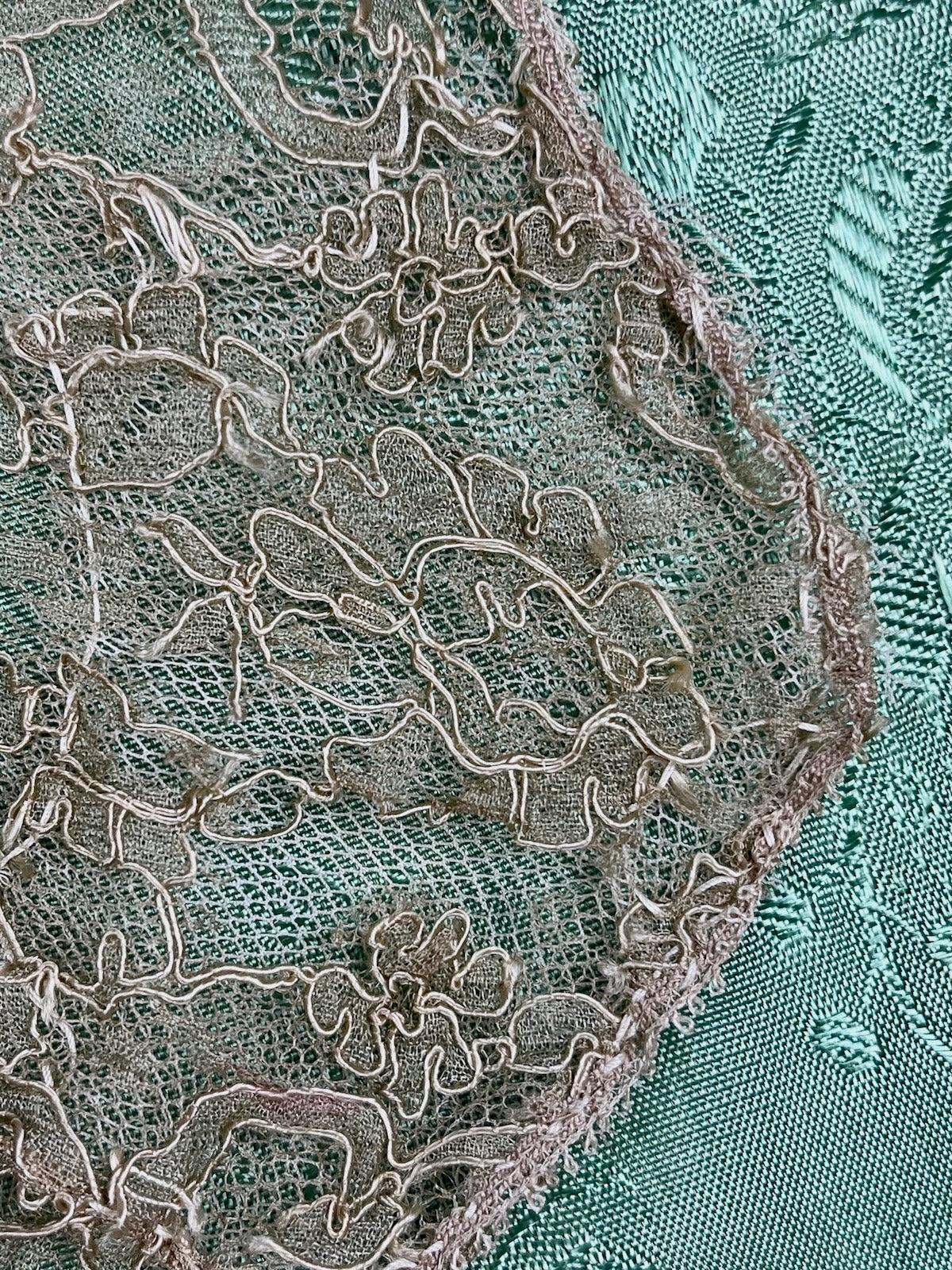 Vintage 1920s Lace Tap Pants with Ribbonwork Roses, Medium