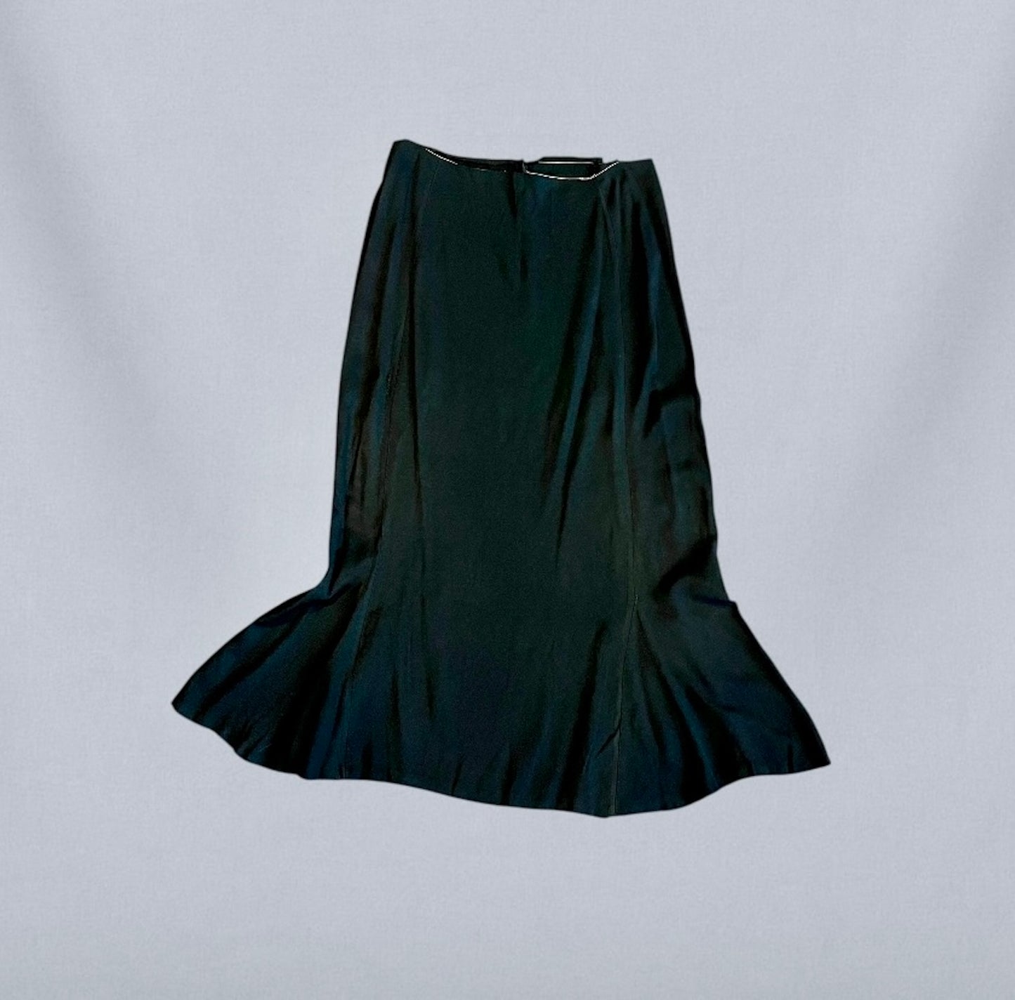 Vintage Late 1930s Black Rayon Two-Piece Ensemble | Deco Seamed Blouse with Shirred Knit Collar