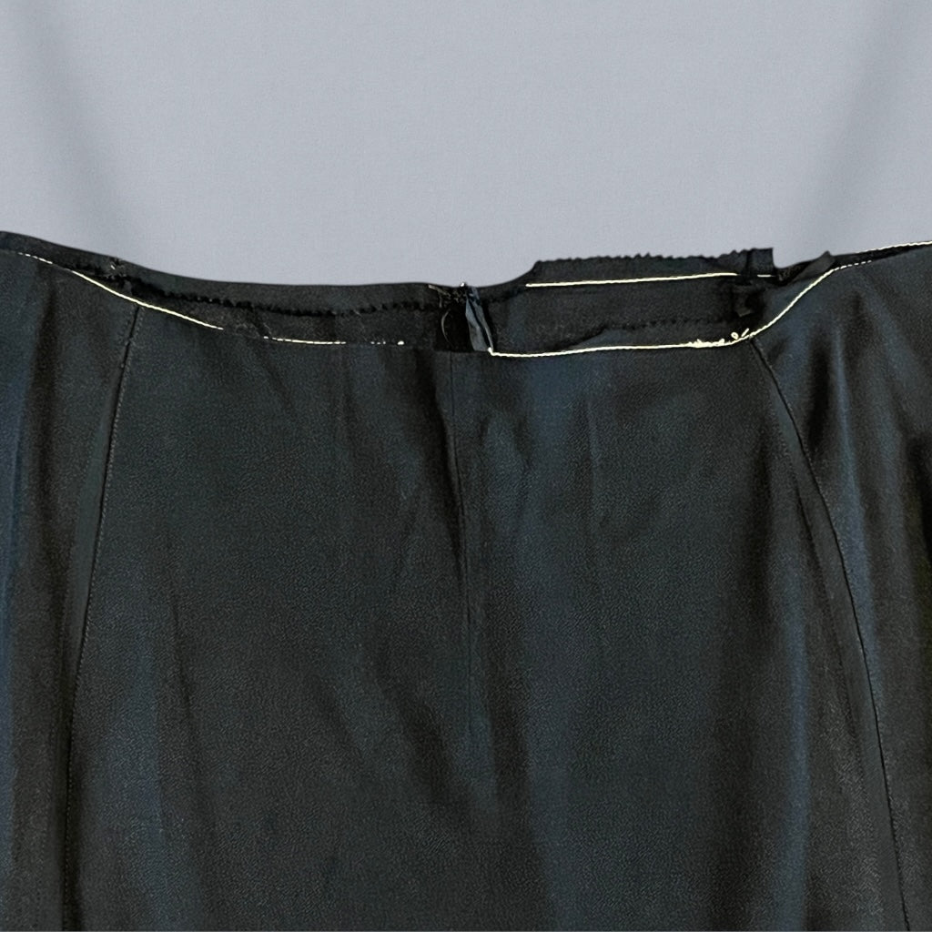 Vintage Late 1930s Black Rayon Two-Piece Ensemble | Deco Seamed Blouse with Shirred Knit Collar