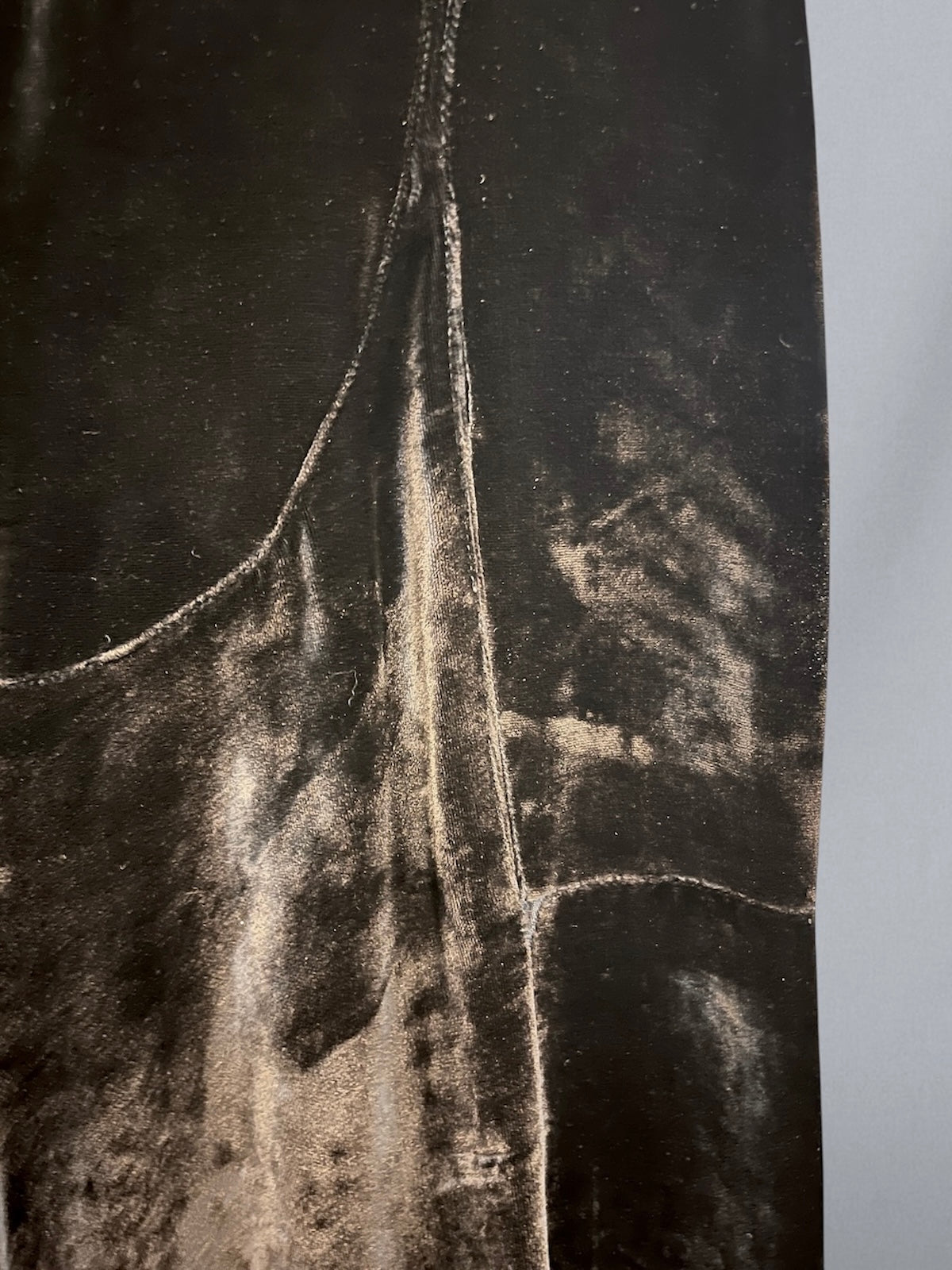 Antique Late 1920s Early 1930s Black Silk Velvet Dress with Beaded Neckline & Satin-Lined Bell Sleeves