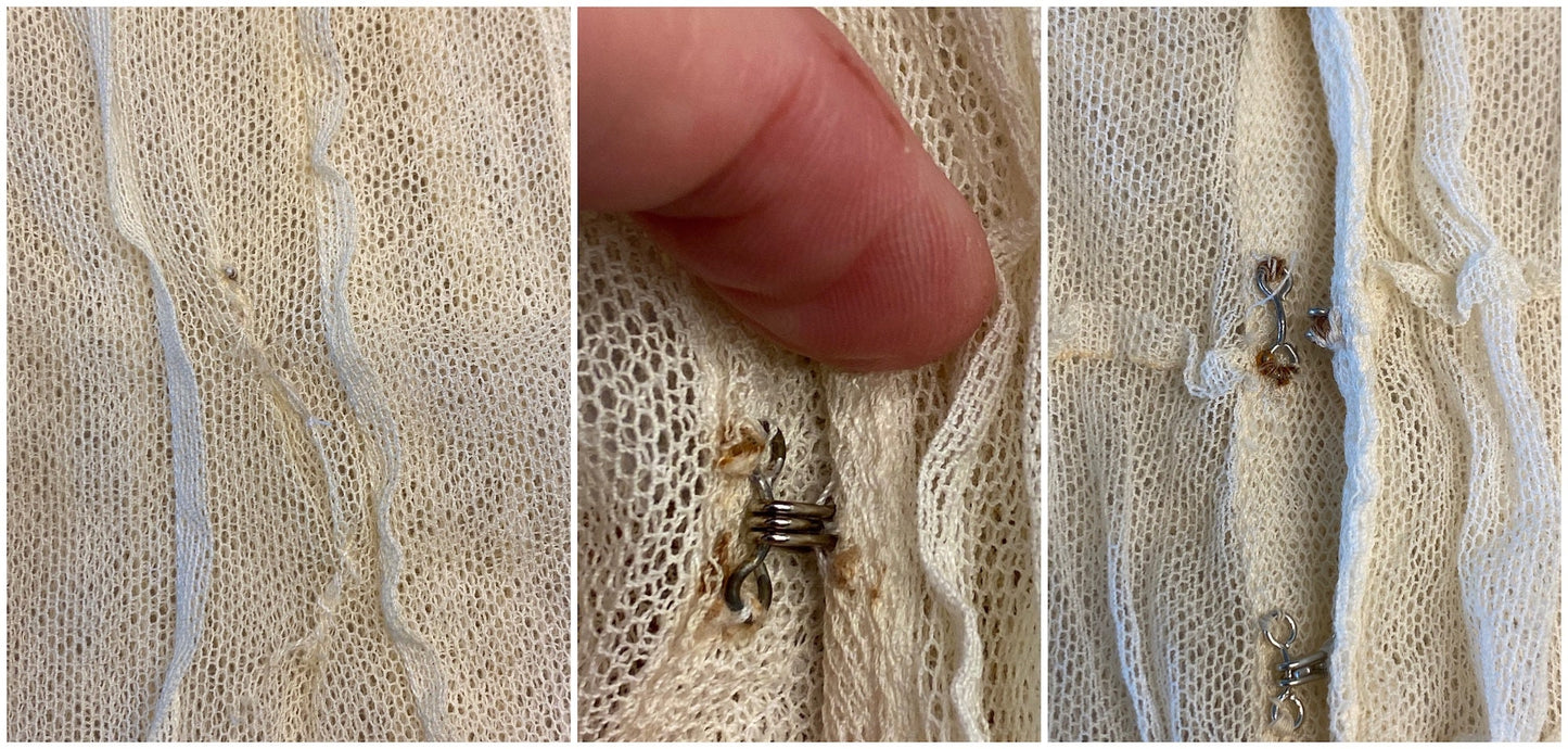 1910s Antique Cream Net Lace Edwardian Dress, XXS - XS