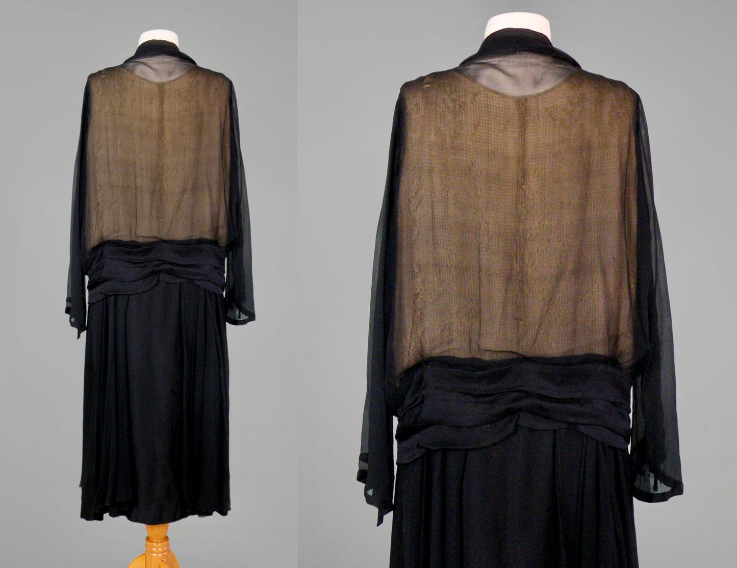 Vintage 1920s Beaded Net & Silk Dress, Art Deco Evening Gown, S/M - Medium