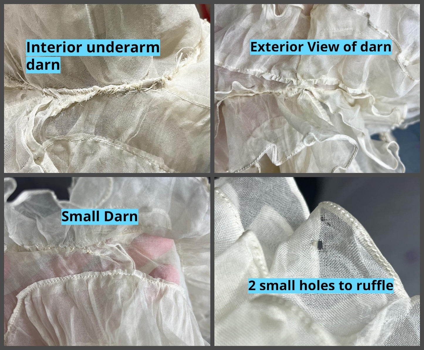 Vintage 1930s Sheer Silk Blouse with Leg-of-Mutton Sleeves & Tiered Ruffles, XS–Small