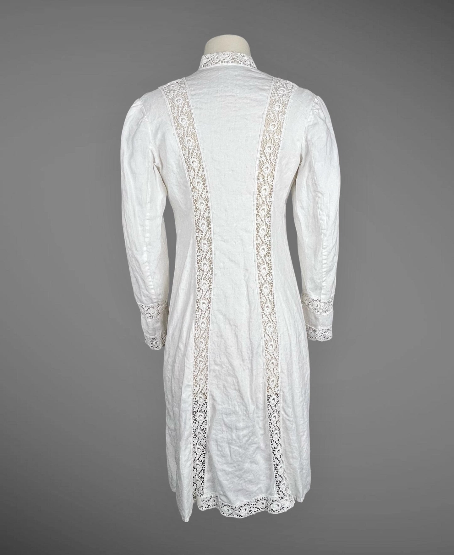 Antique 1900s Edwardian White Linen Insertion Lace Jacket, S - M