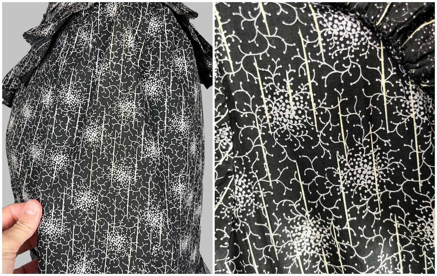 Antique 1900s Cotton Calico Pioneer Dress, Medium