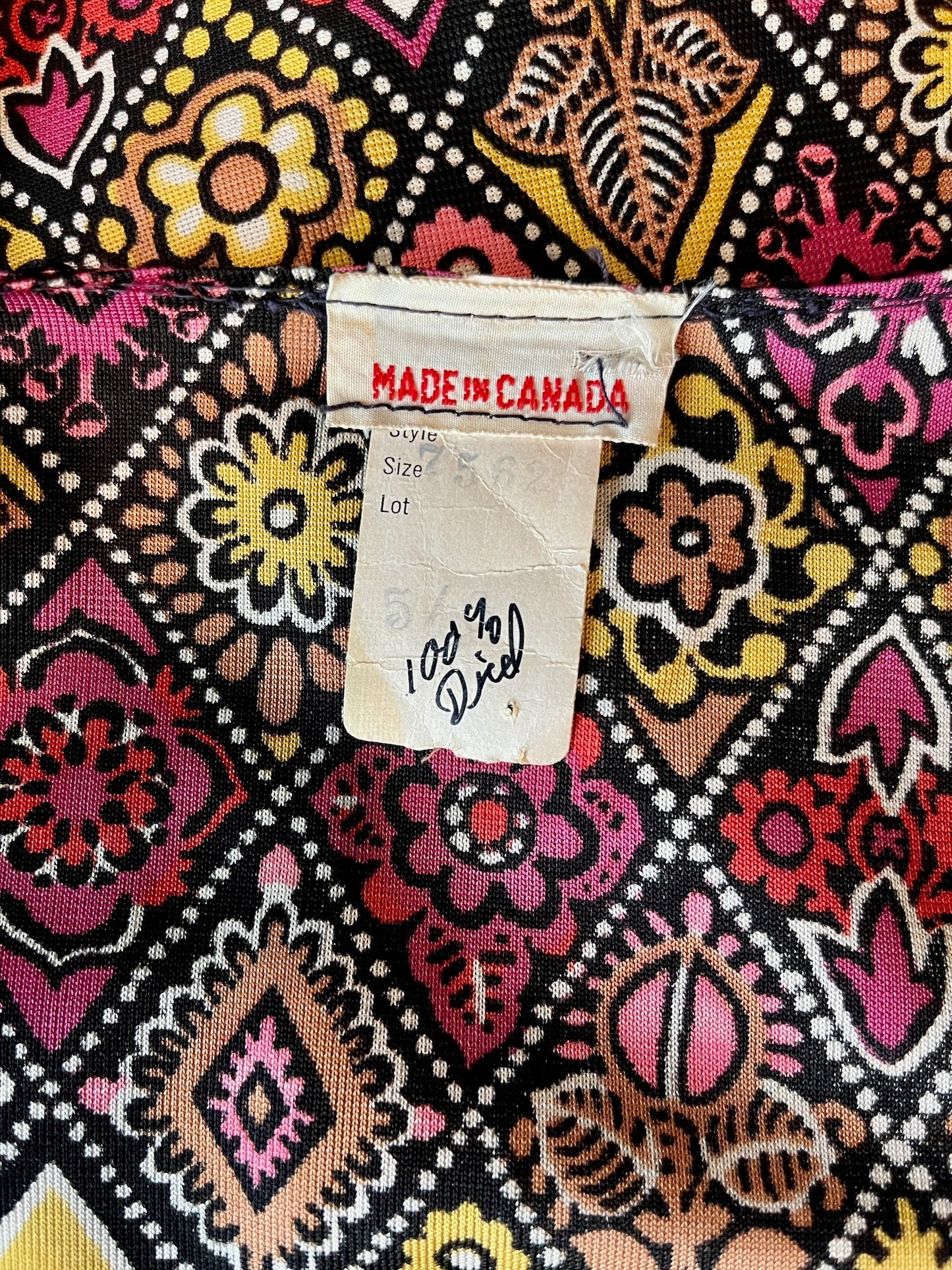 Vintage 1960s Floral Tie Plunging Neckline Woodstock Dress with Petal Sleeves & Peplum, XS