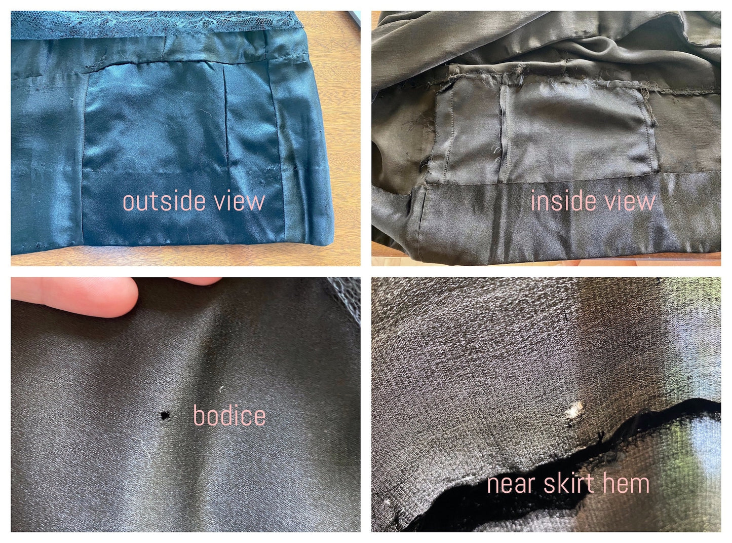 Vintage 1920s Black Silk Lace Dress, Jazz Age 20s Dress, Large