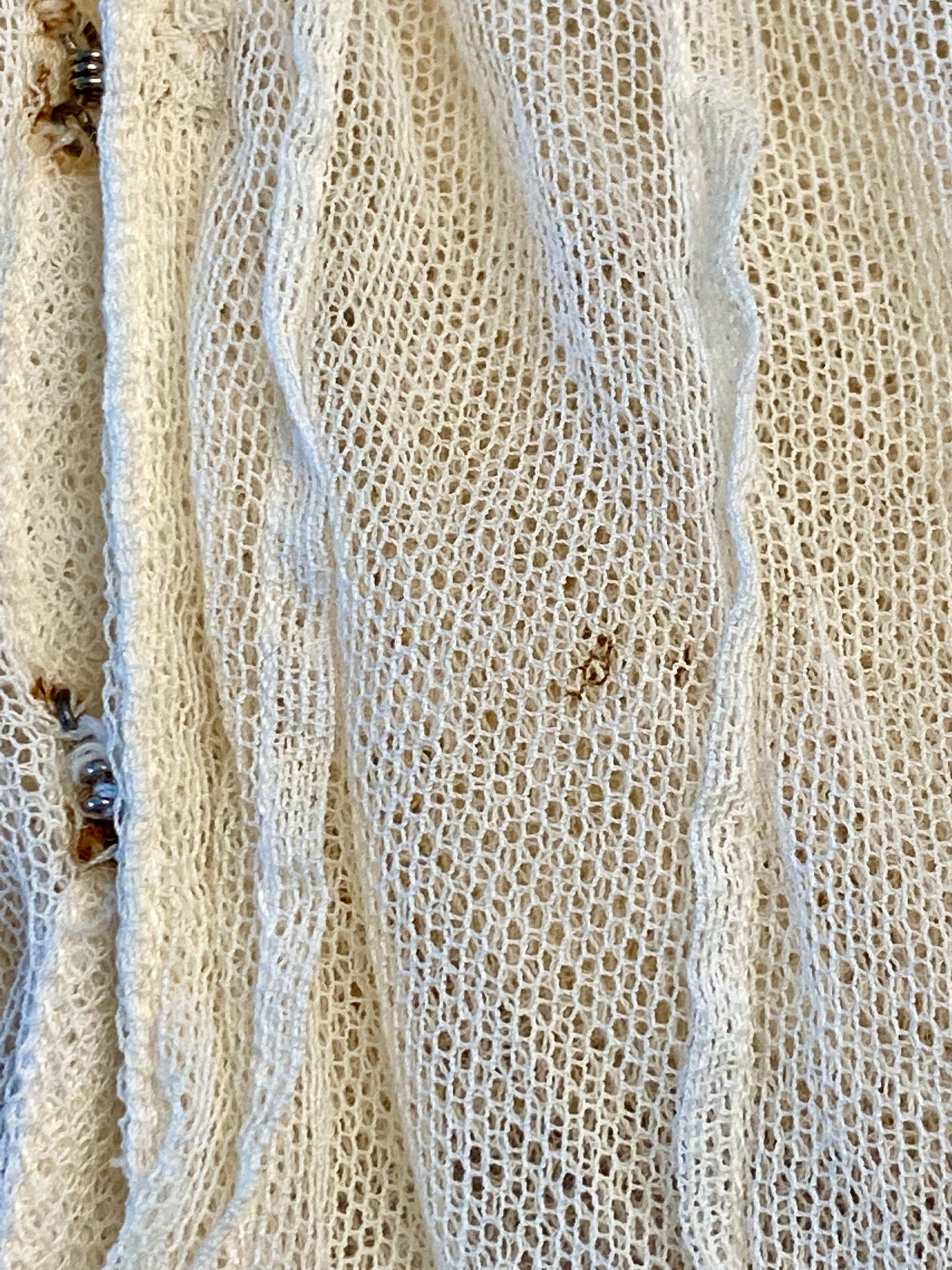 1910s Antique Cream Net Lace Edwardian Dress, XXS - XS