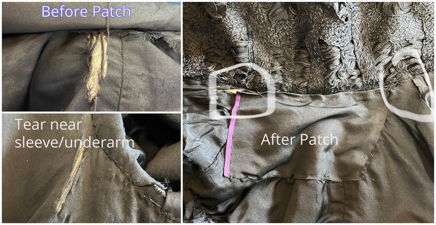 Late 1910s 1920s Feather Trim Wool Soutache Coat, L - XL