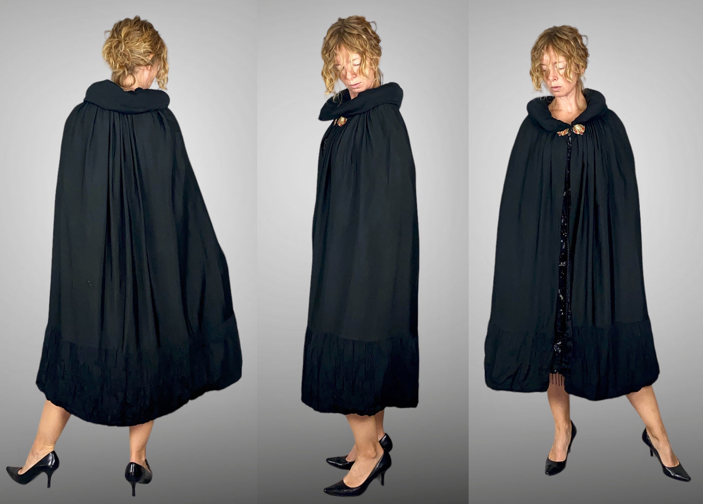 Vintage 1920s Egyptian Revival Embellished Cape, Art Deco Flapper Cloak